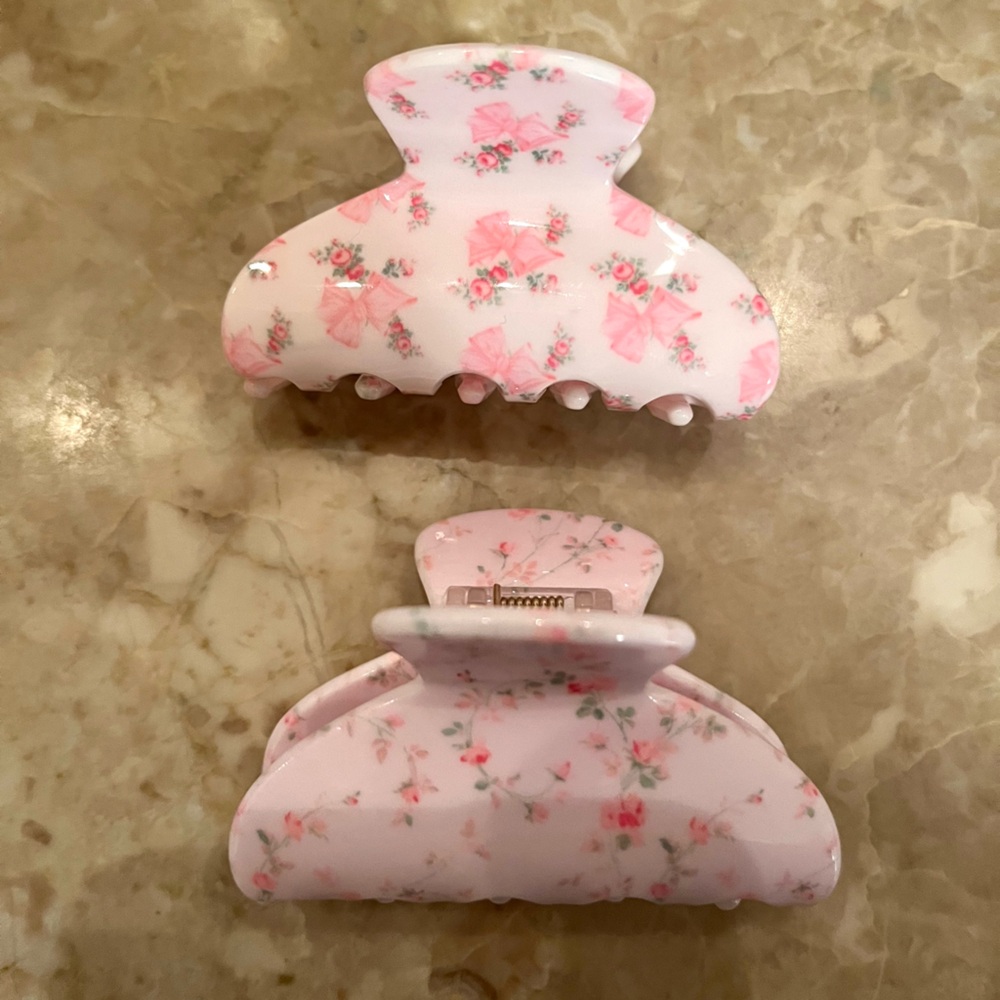 Goody x LoveShackFancy Small Claw Clips - Rosa Beaux and English Ivy- 2ct - Pink